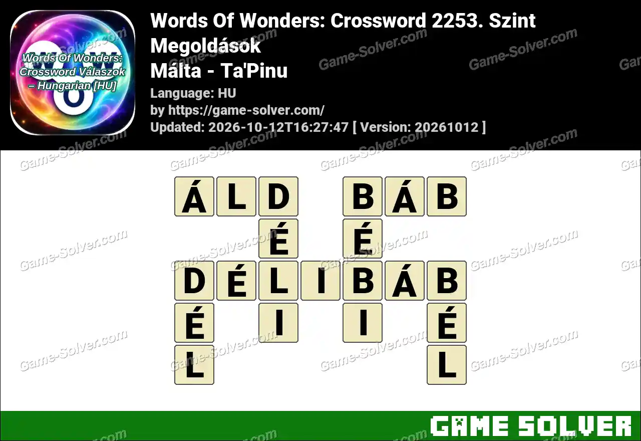 Words Of Wonders: Crossword 2253. Szint Megoldások – Málta – Ta’Pinu